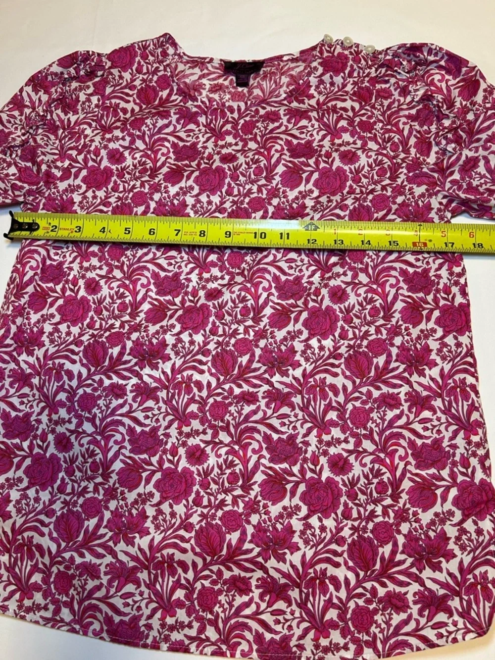 J.Crew liberty fabric floral blouse pink white puff sleeve XS cottagecore